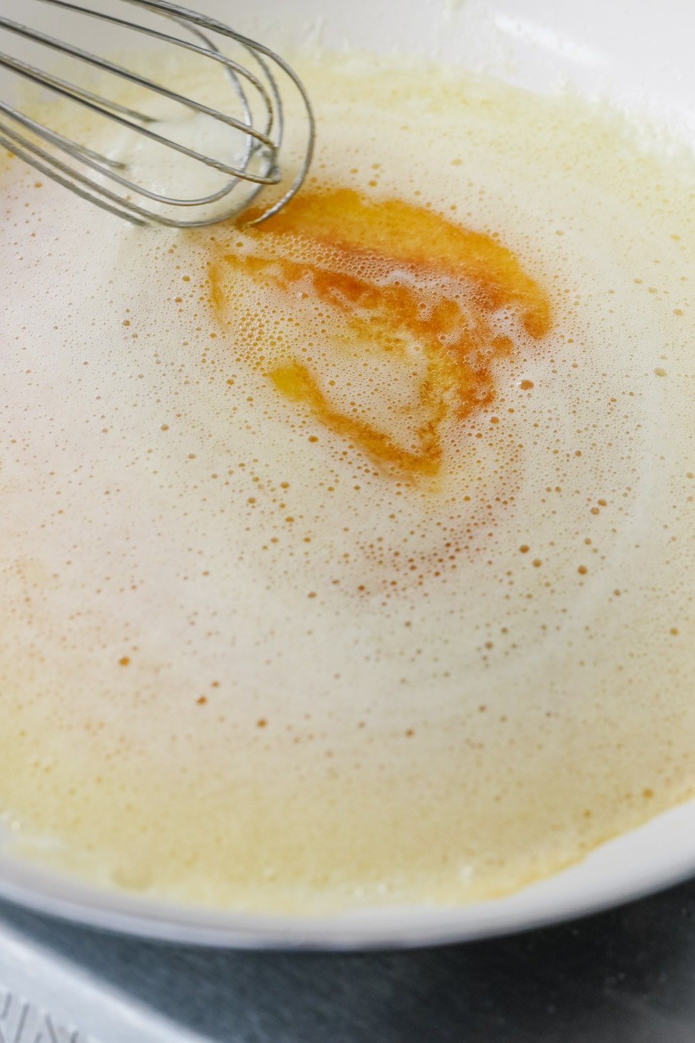 butter browning in pan.