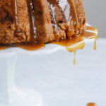 Apple Caramel cake on a cakestand