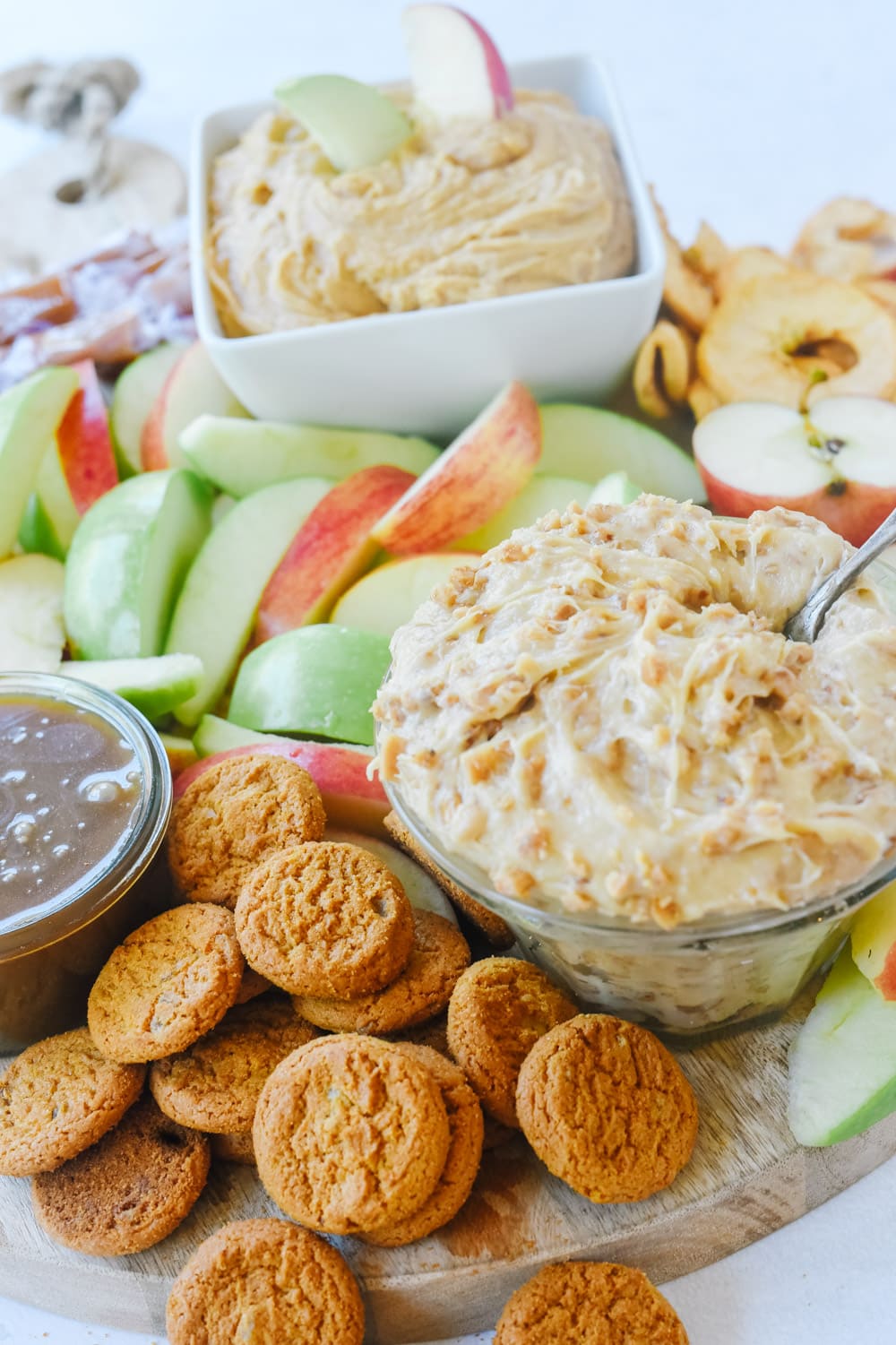 fall snack board with apples