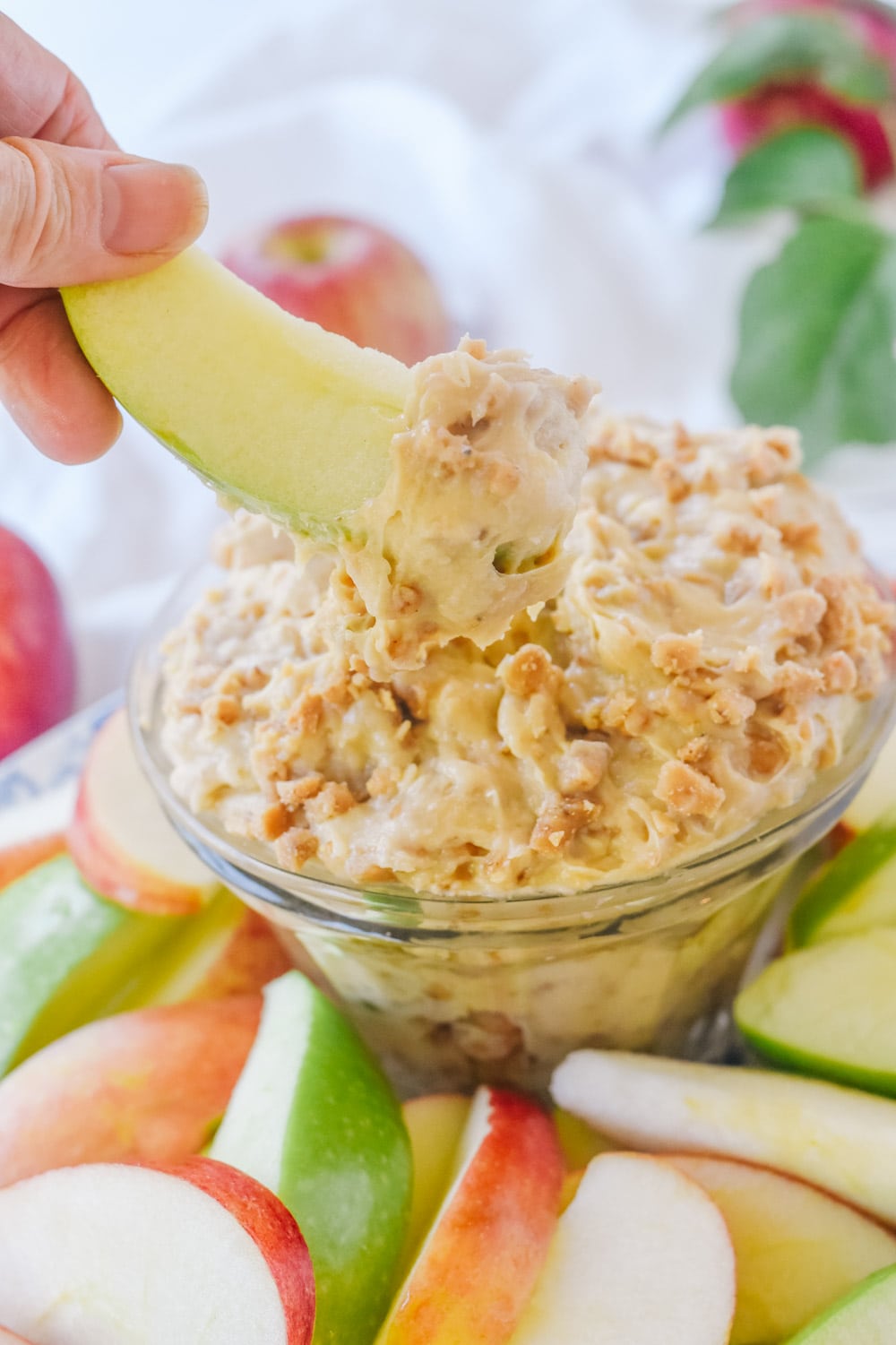 Apple dipping in Toffee Apple Dip