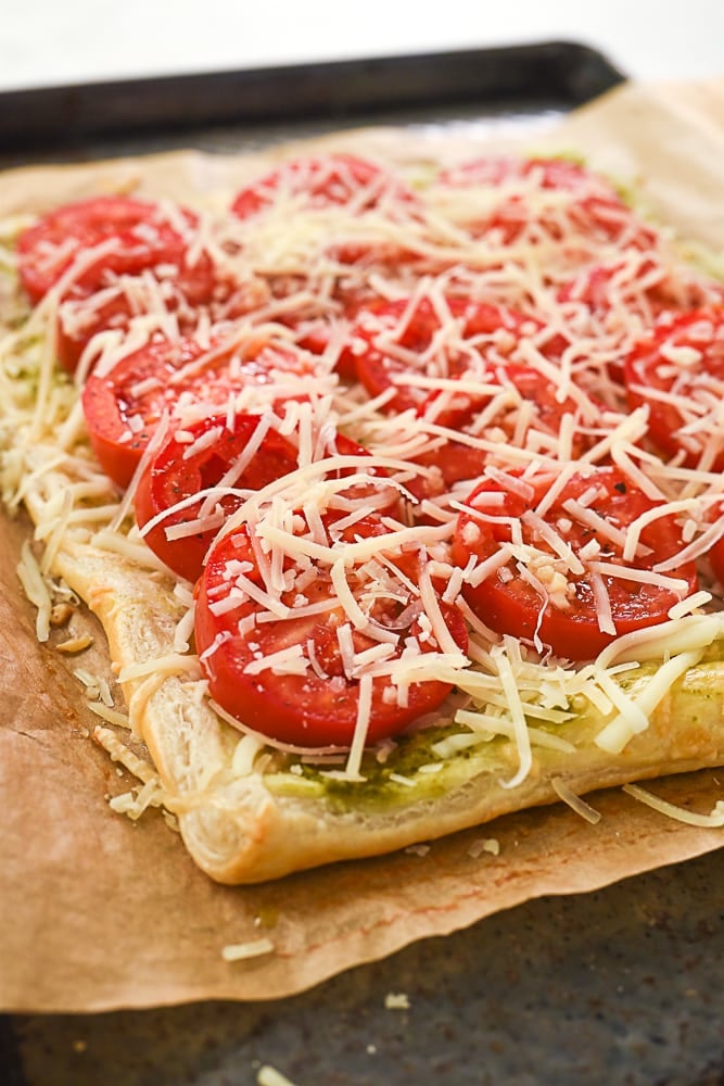 Tomato Tart with cheese on top