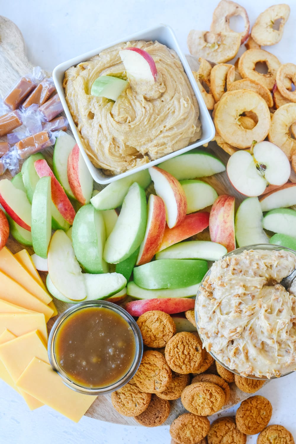 fall snack board with apples