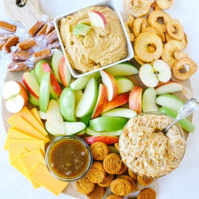 fall snack board with apples