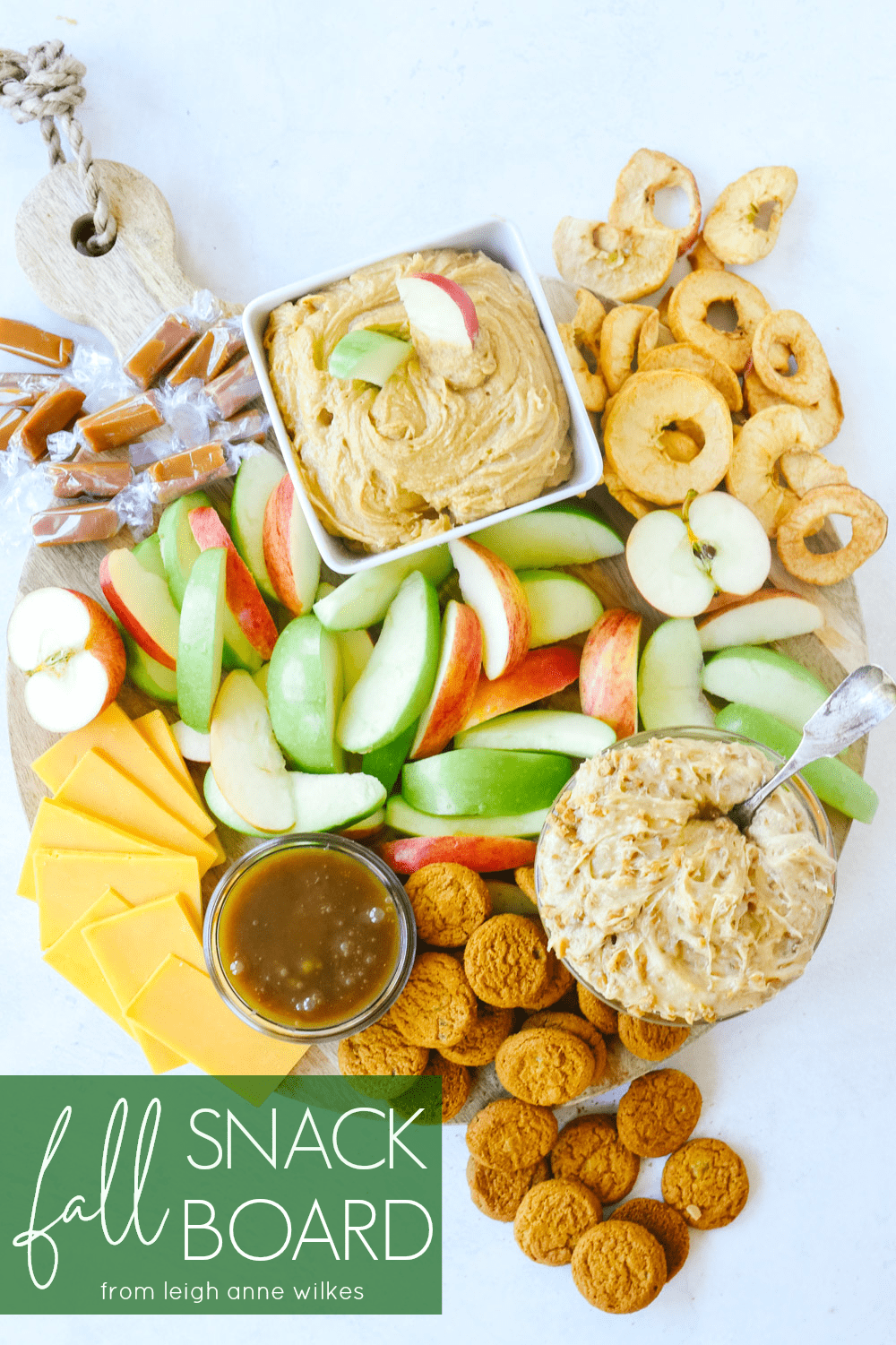 fall snack board with apples