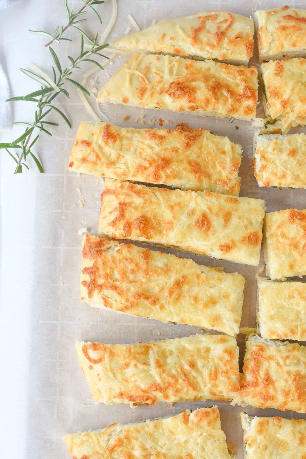 herb flatbread cut into pieces