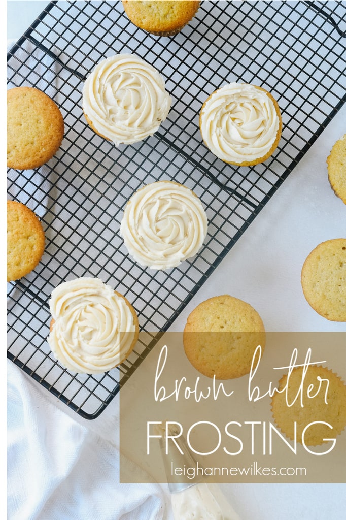 cupcakes with brown butter icing on them