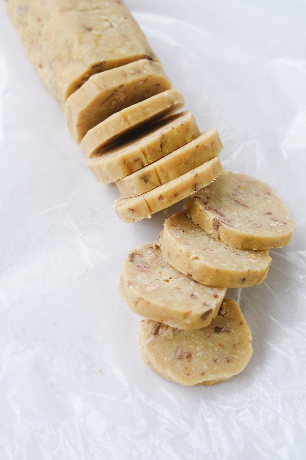 roll of almond toffee cookie dough