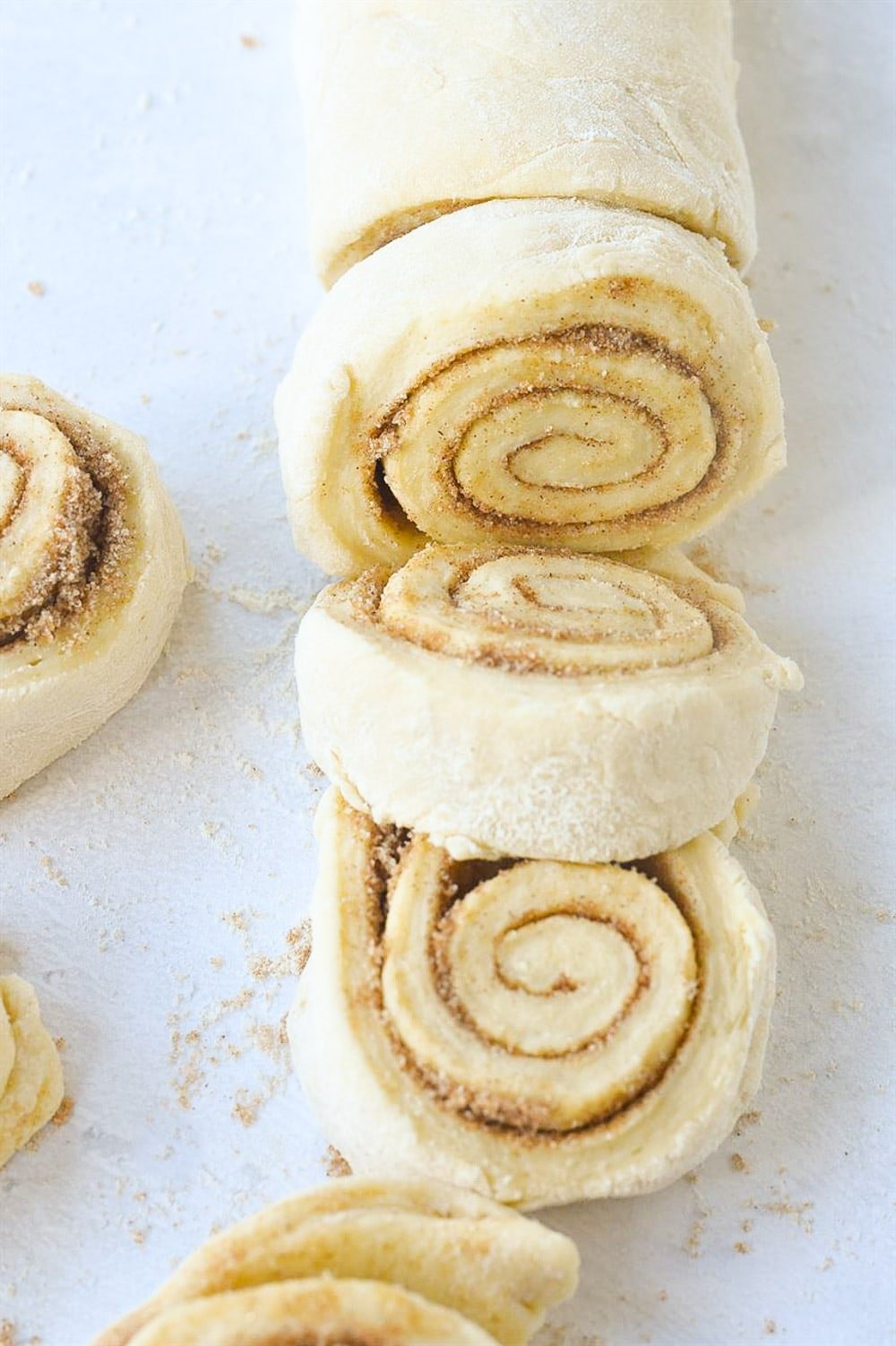 cinnamon roll dough cut into pieces