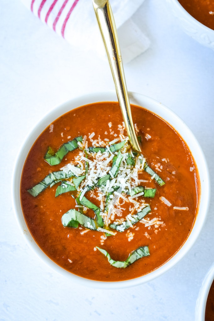 Bowl of instant pot tomato soup