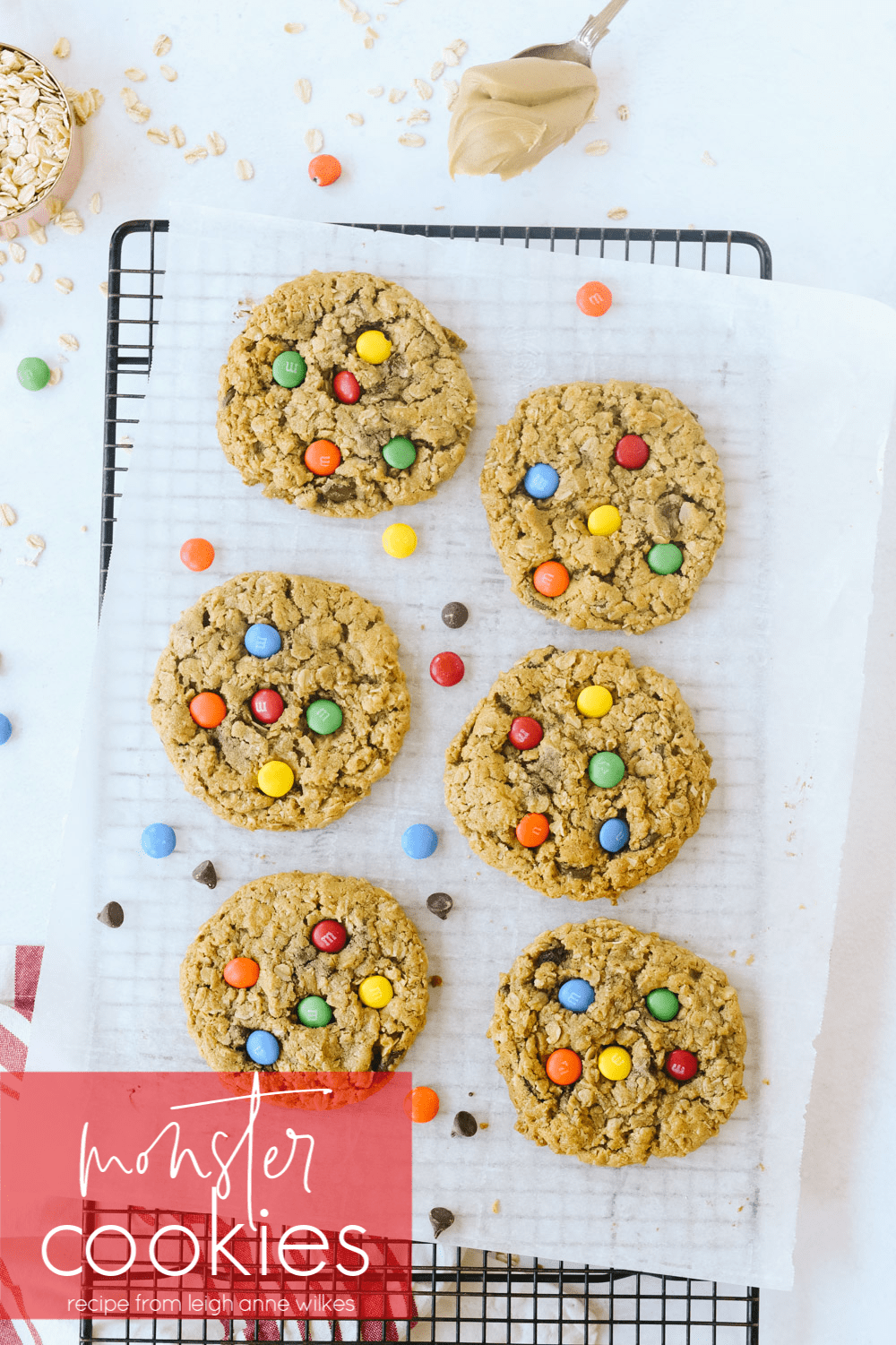 Monster Cookies on a cooling rack