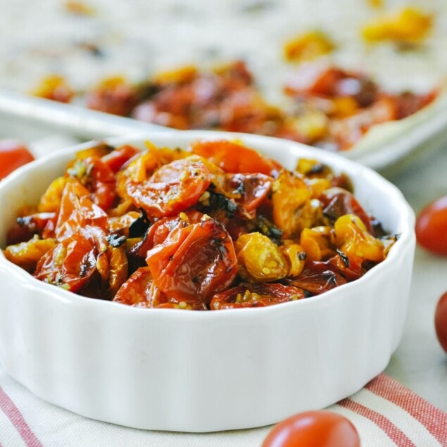 bowl of roasted cherry tomatoes