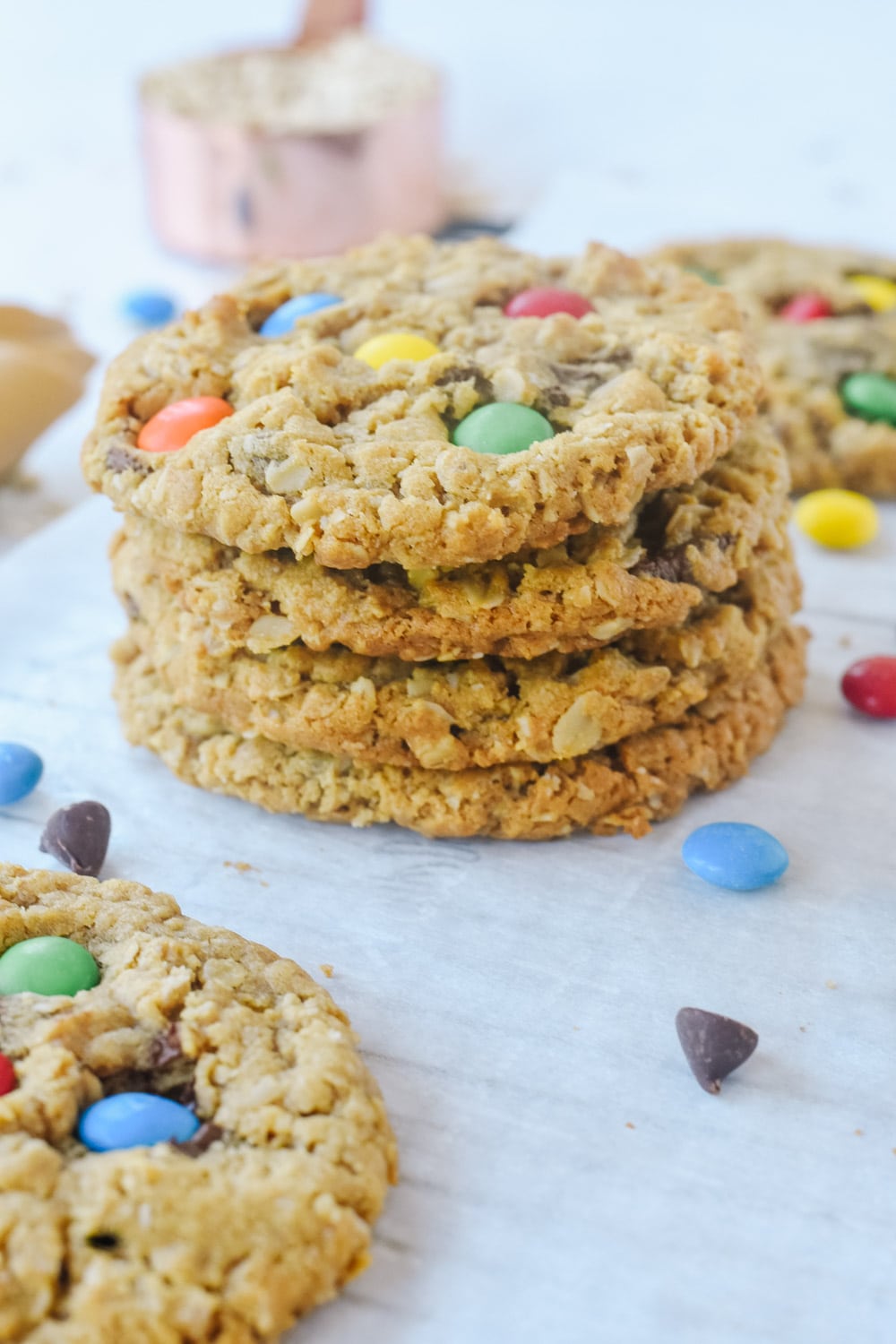 stack of monster cookies