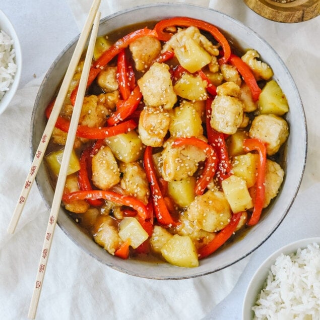 bowl of sweet and sour chicken