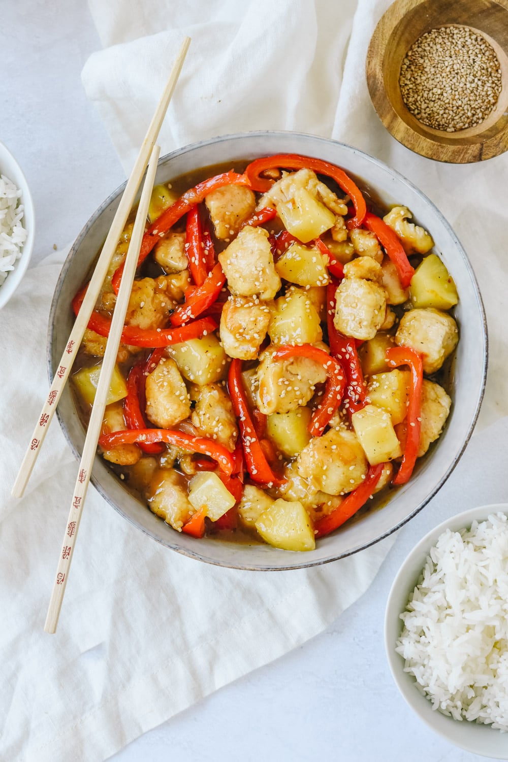 bowl of sweet and sour chicken