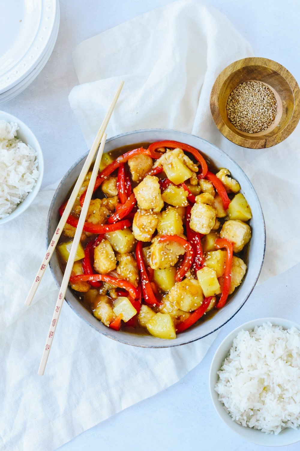bowl of sweet and sour chicken