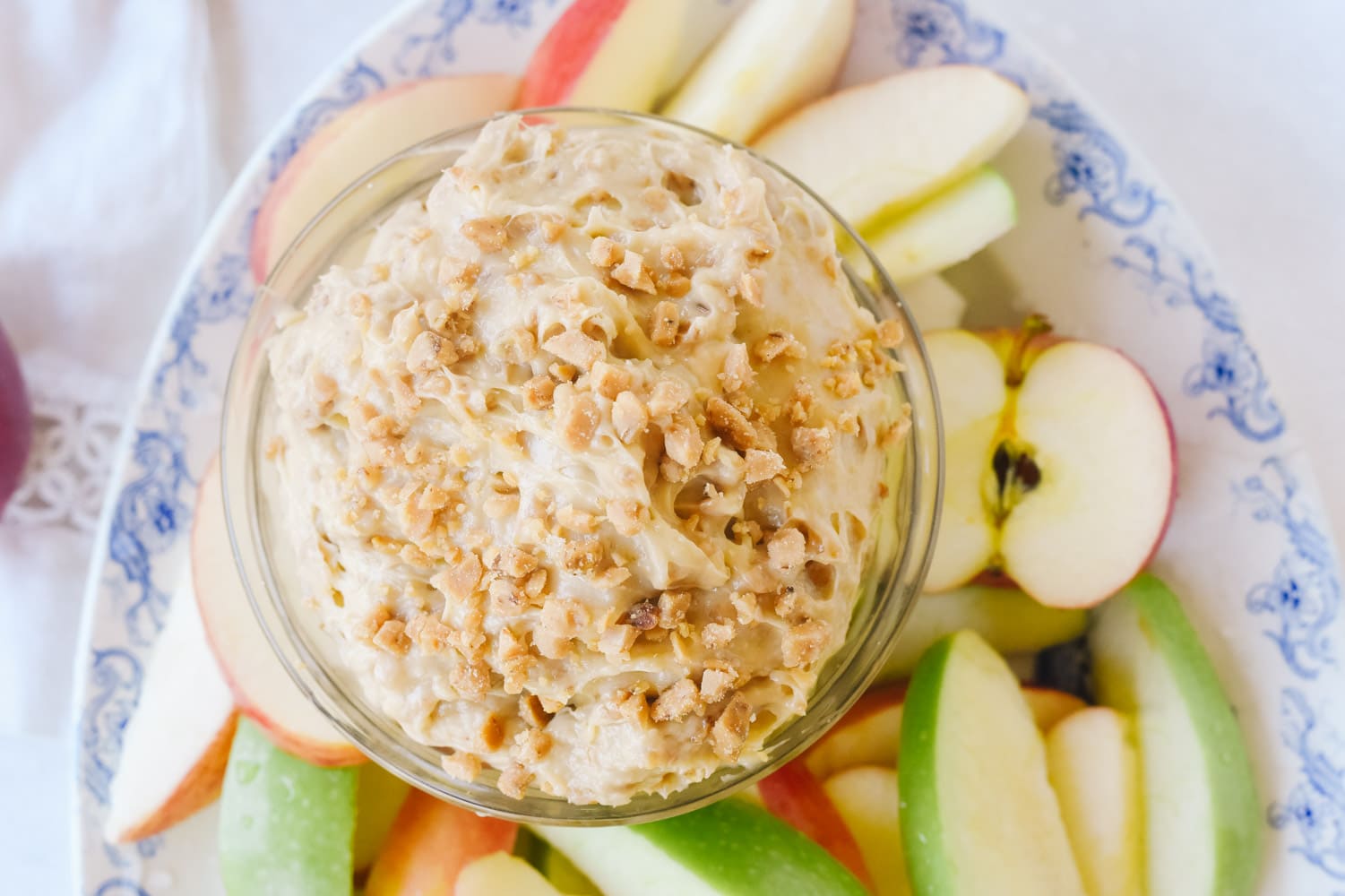 Toffee Apple Dip with red and green apples