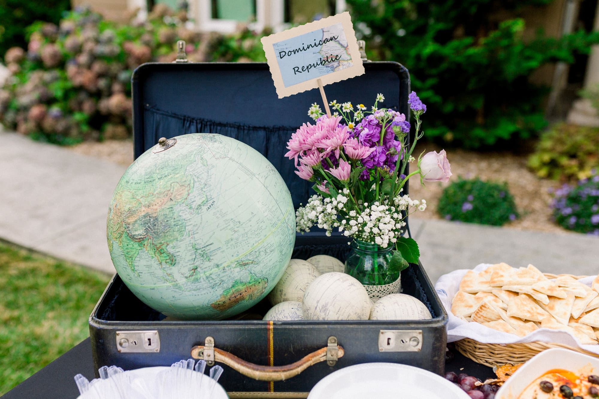 travel themed wedding reception