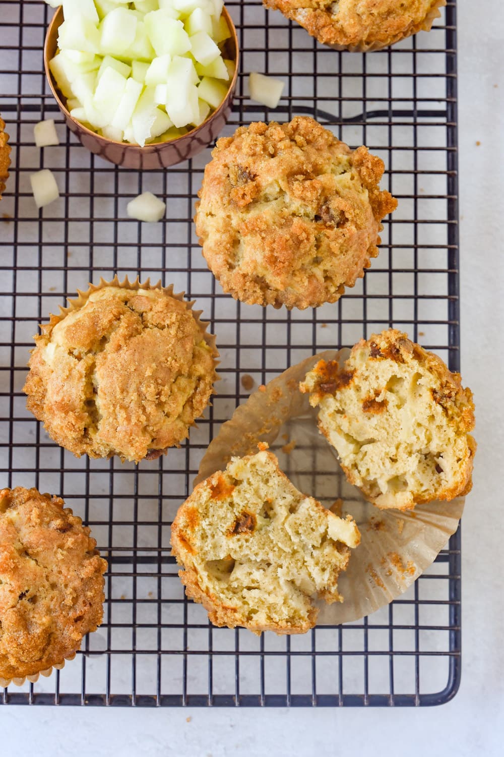 apple muffin cut in half