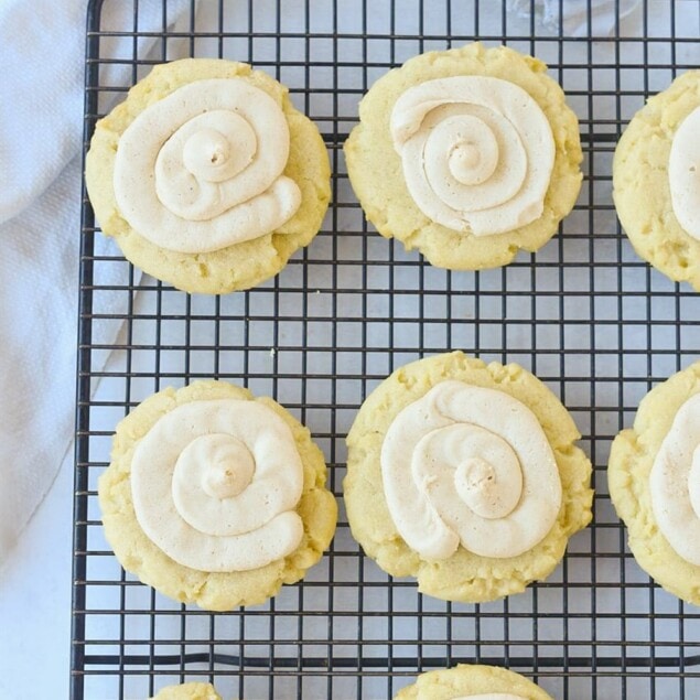 brown butter cookies on a cooling rack