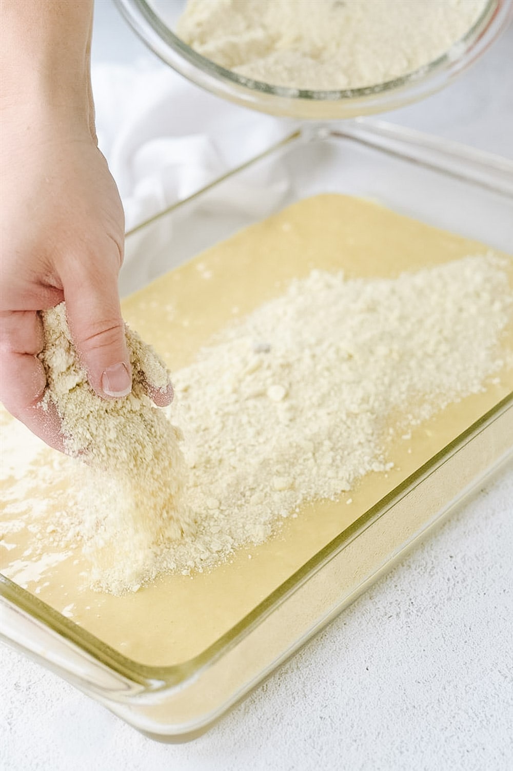 Candy Bar Cake Batter in pan.