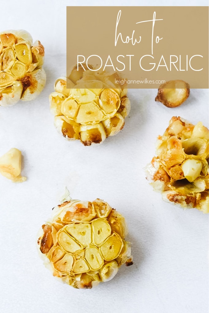 four heads of roasted garlic