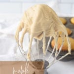 maple frosting on a wire whisk