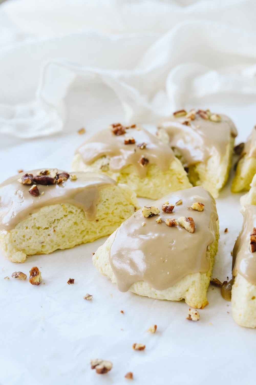 maple pecan scones with frosting