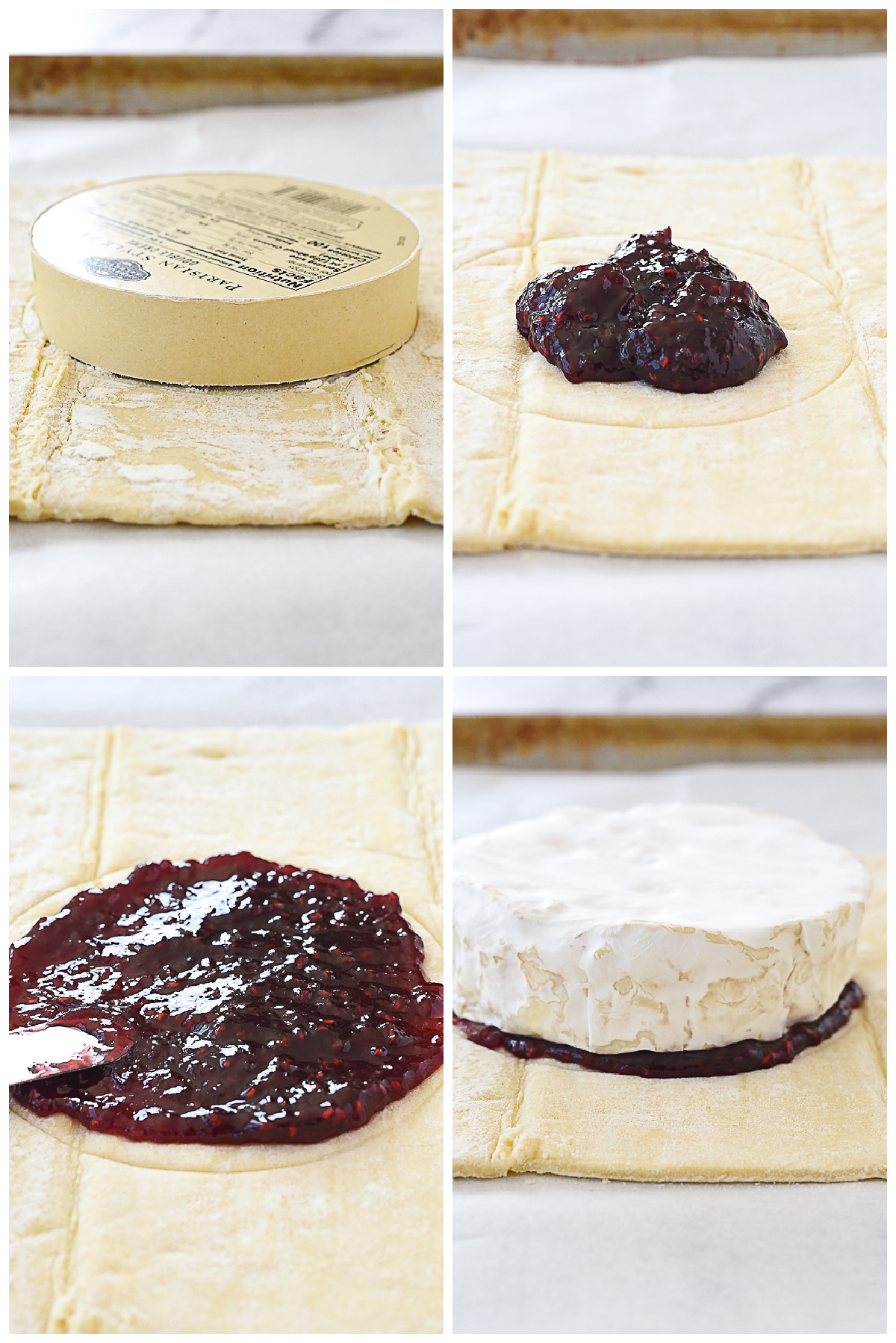wrapping brie in puff pastry.