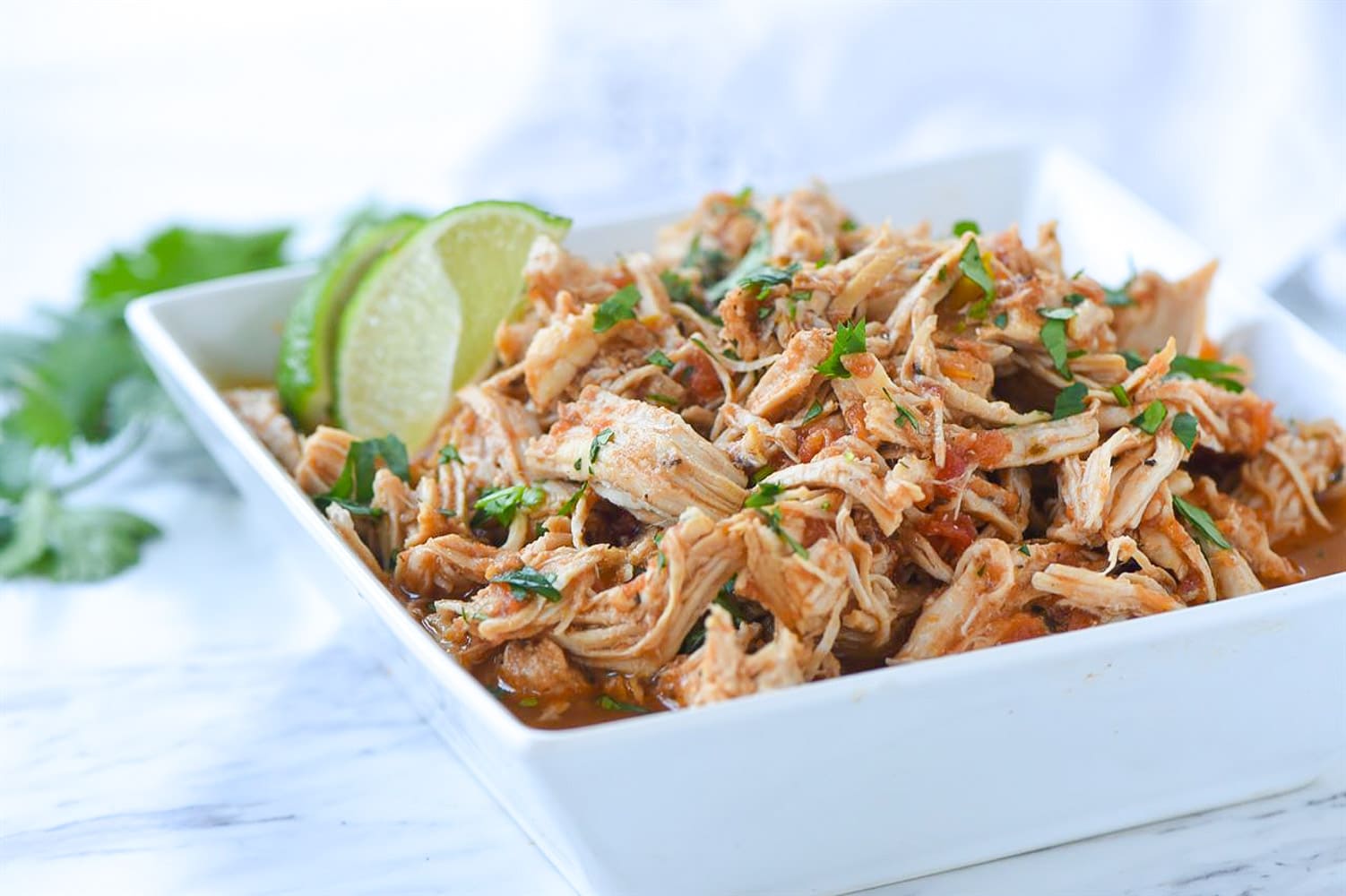 bowl of instant pot mexican shredded chicken