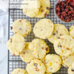 cranberry orange cookies on a rack