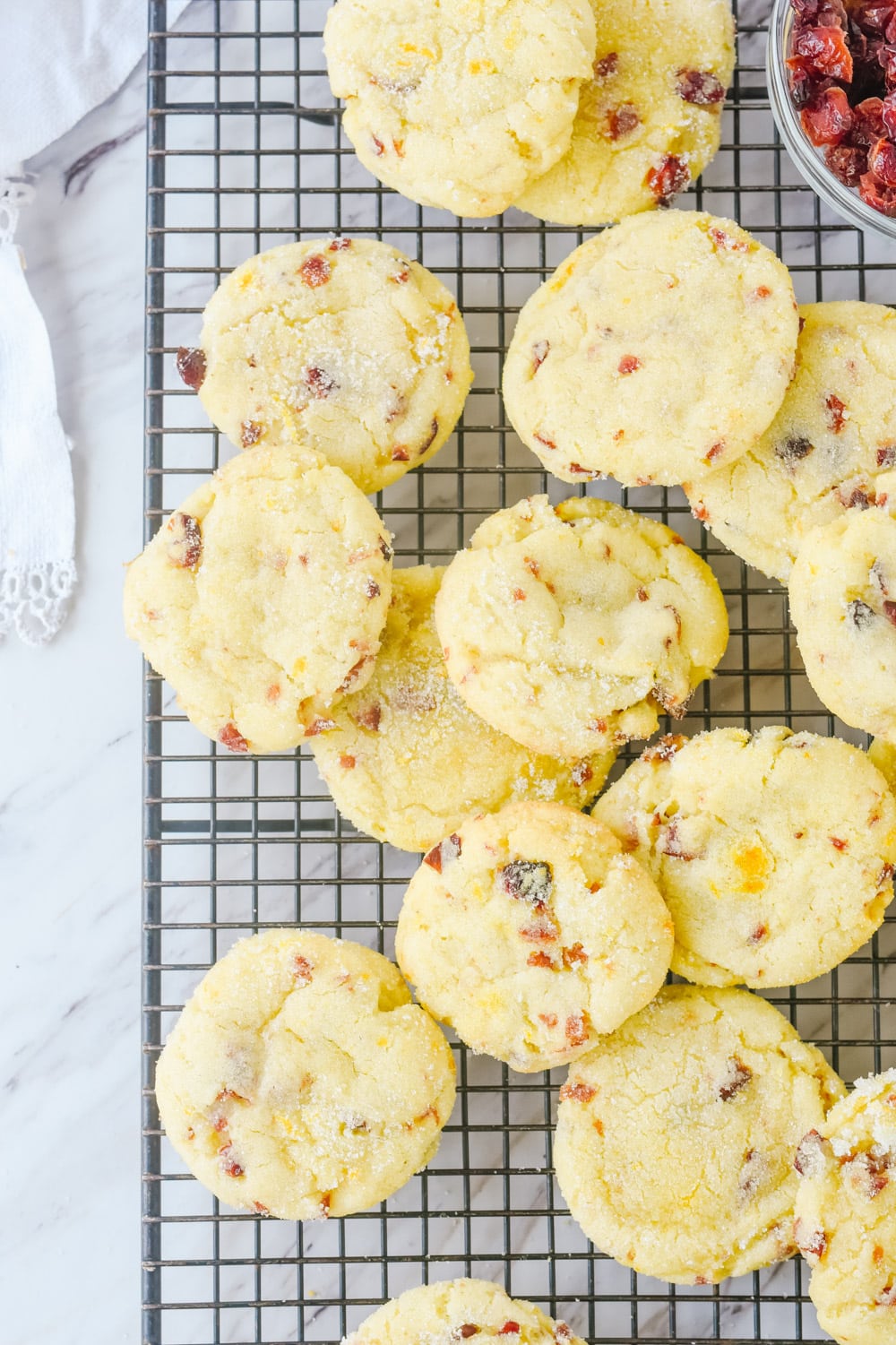 Cranberry Orange Cookies on a cooling rack