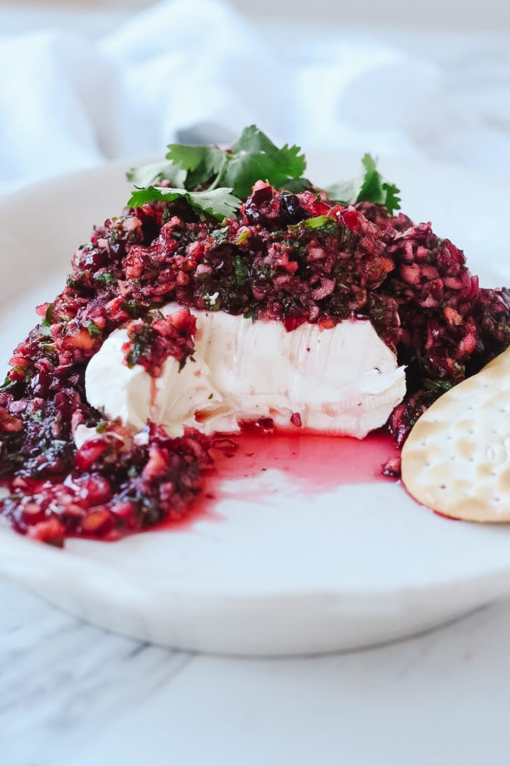 cranberry salsa over cream cheese