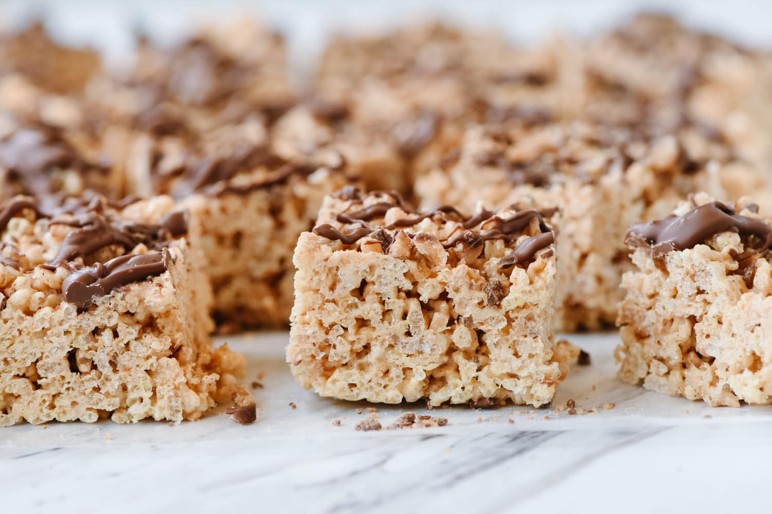 side view of a cinnamon rice krispie treat