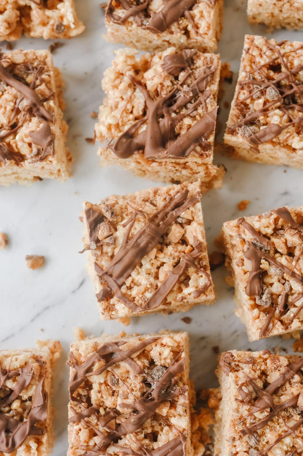 overhead shot of cinnamon rice krispie treats