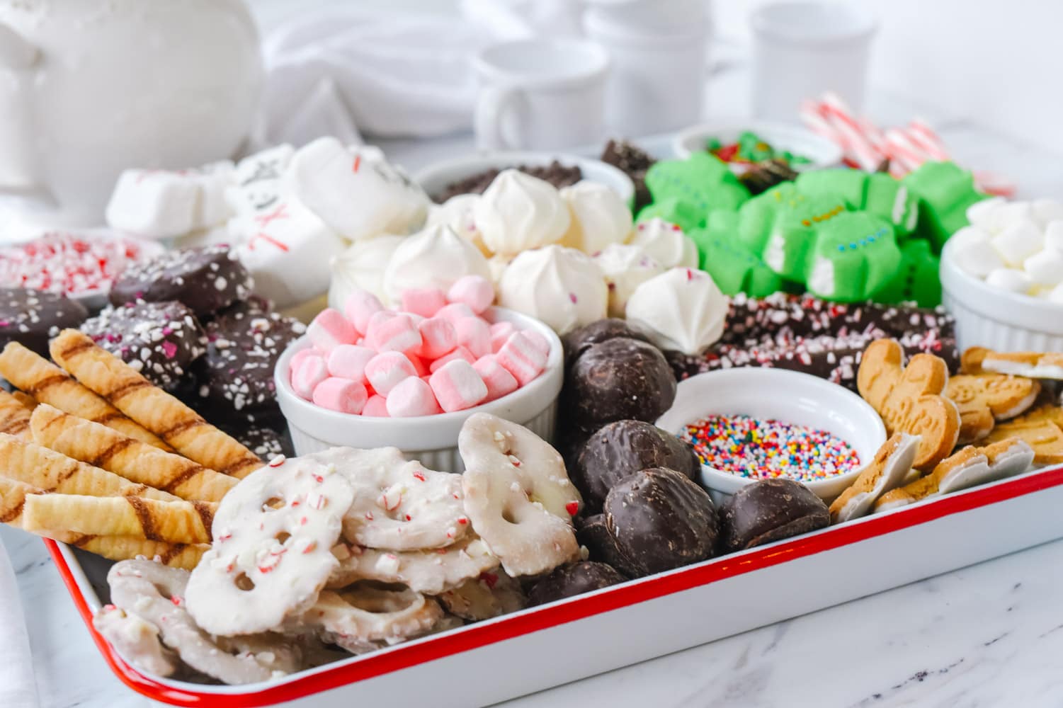 hot chocolate toppings on a tray