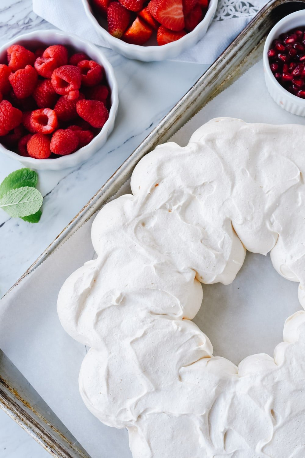 baked meringue wreath