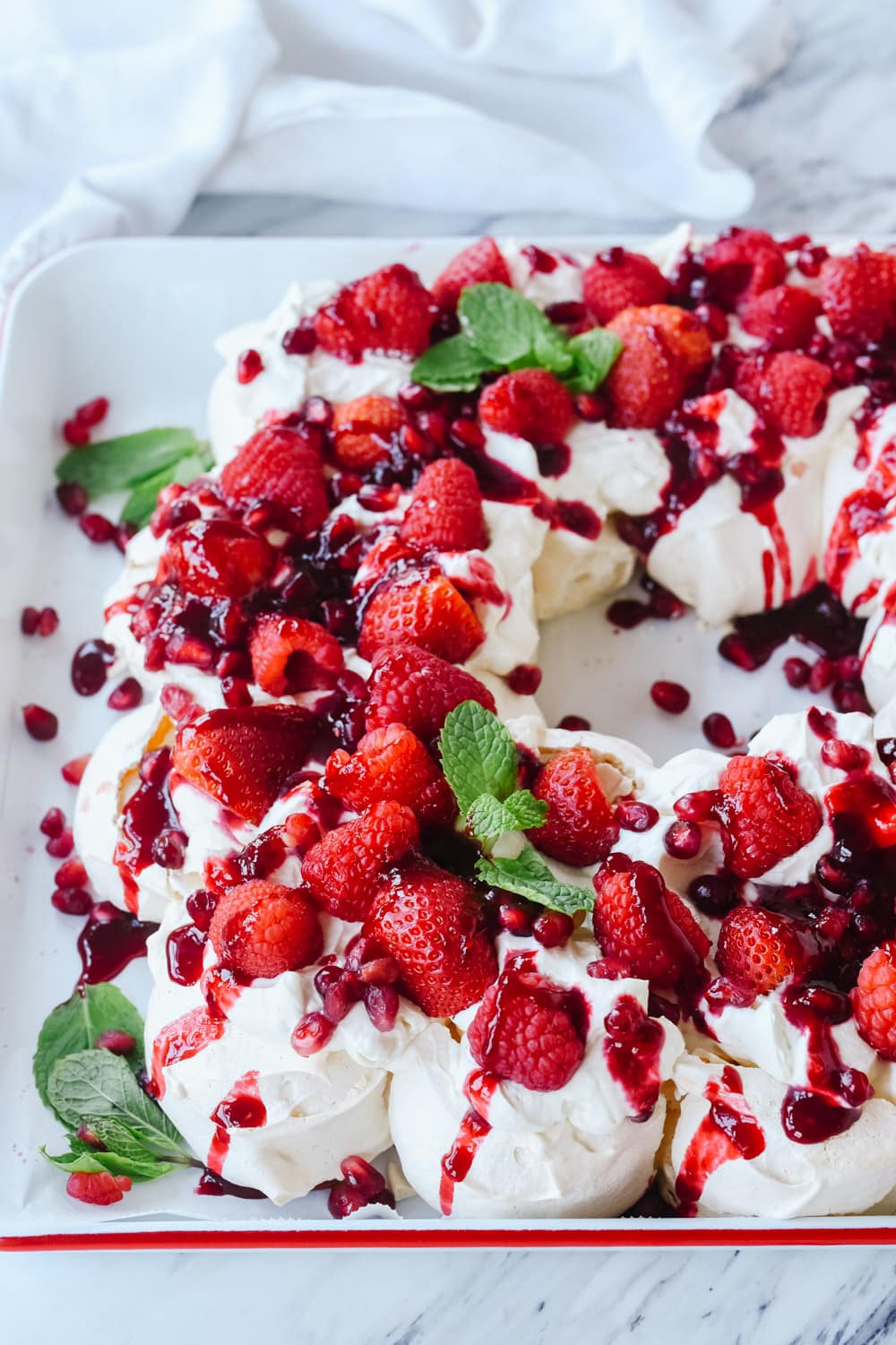 pavlova wreath with fruit