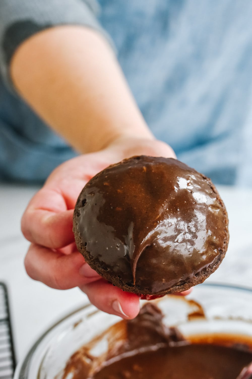 chocolate cupcake dipped in chocolate