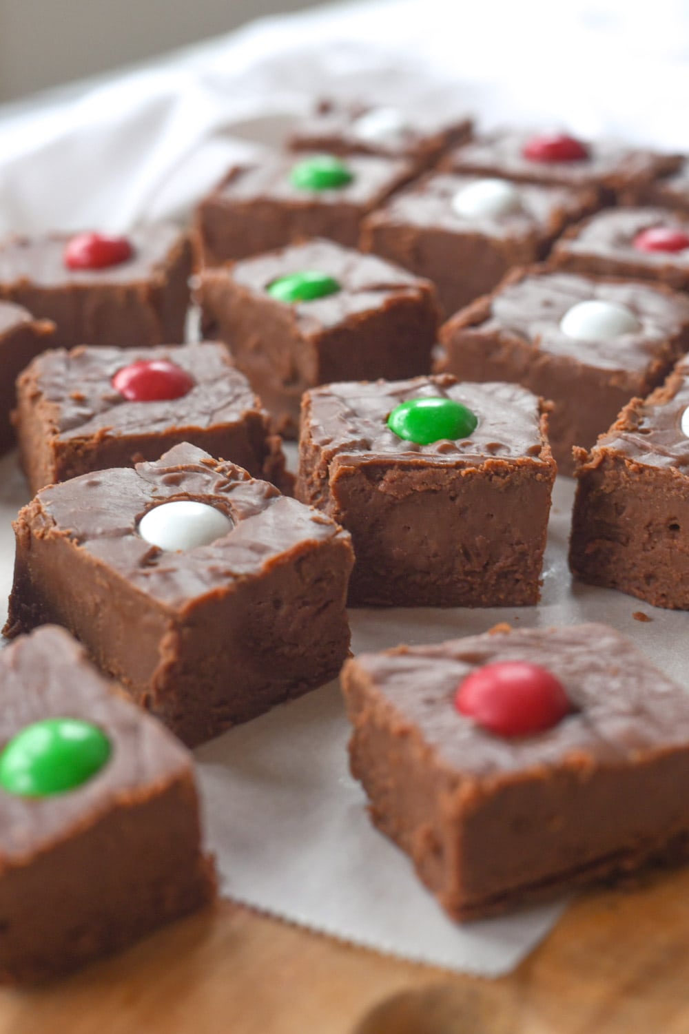 Pieces of peppermint fudge