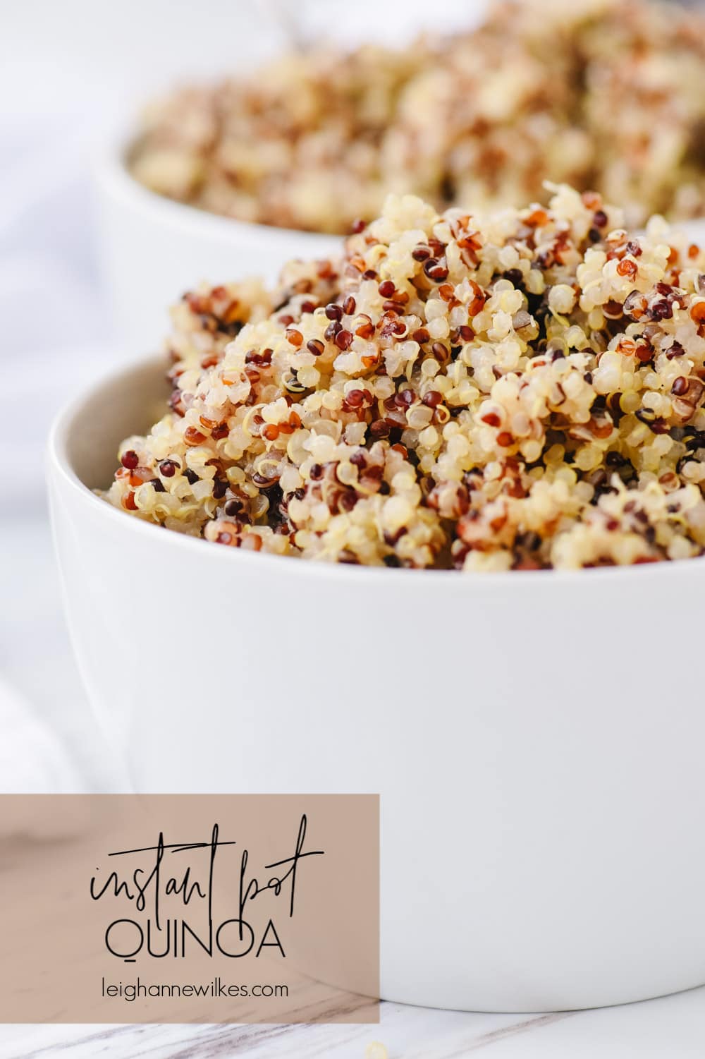 close up of bowl of instant pot quinoa