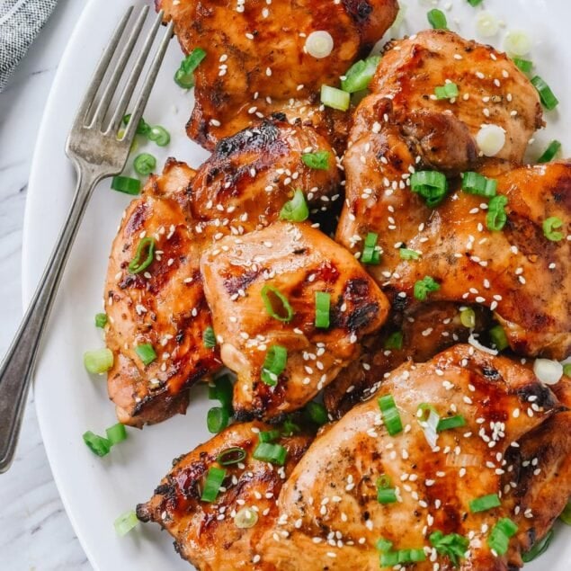 plate of asian bbq chicken