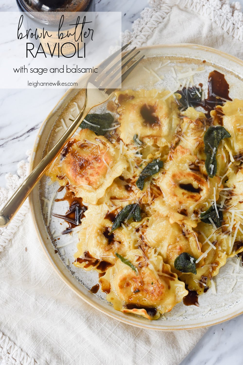 brown butter ravioli on a plate