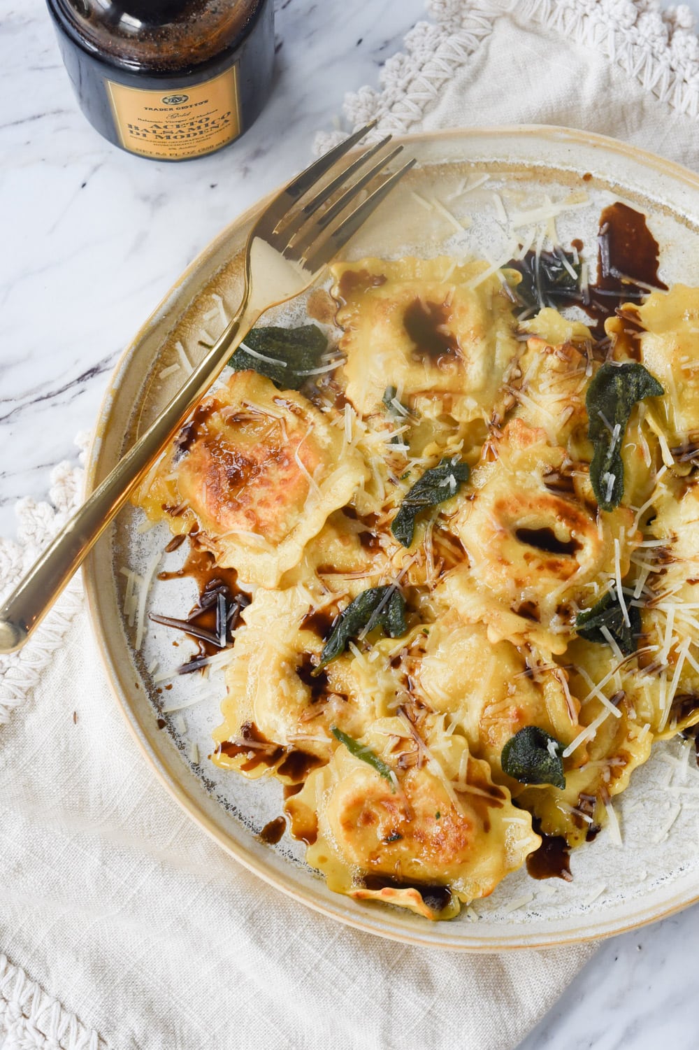 brown butter ravioli on a plate