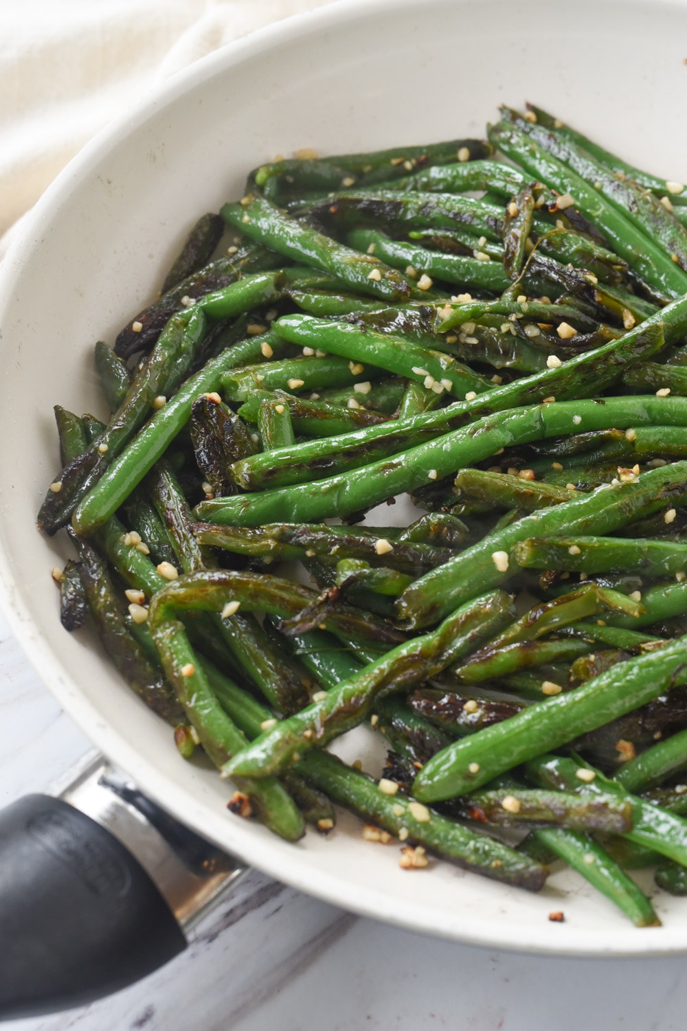 chinese green beans in frying pan