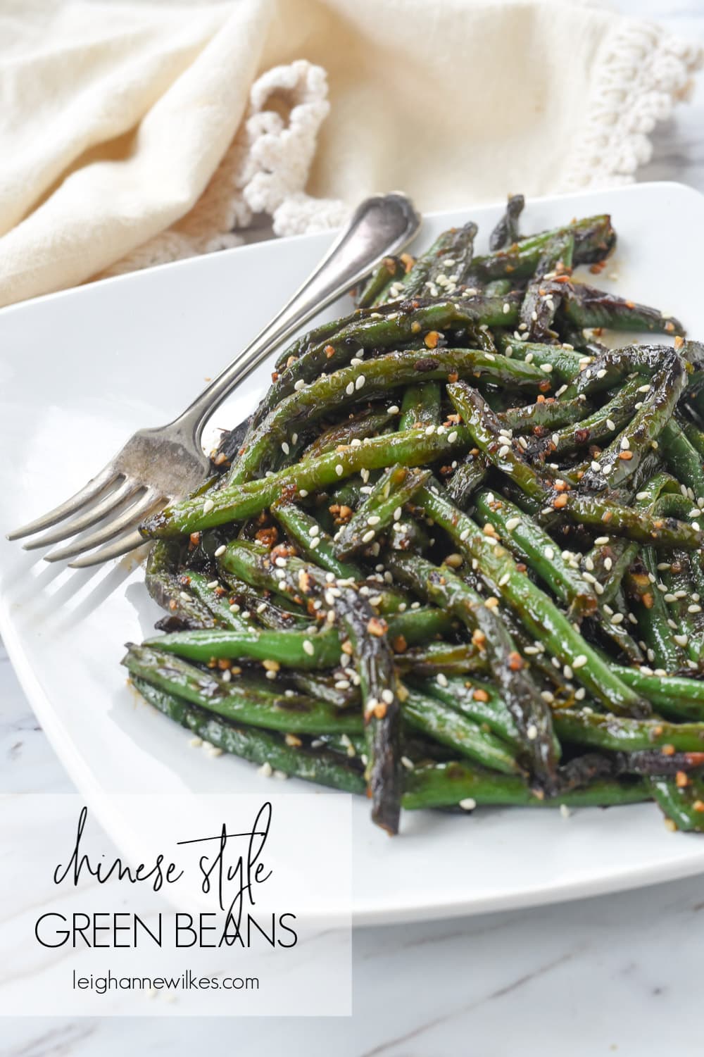 plate of chinese style green beans