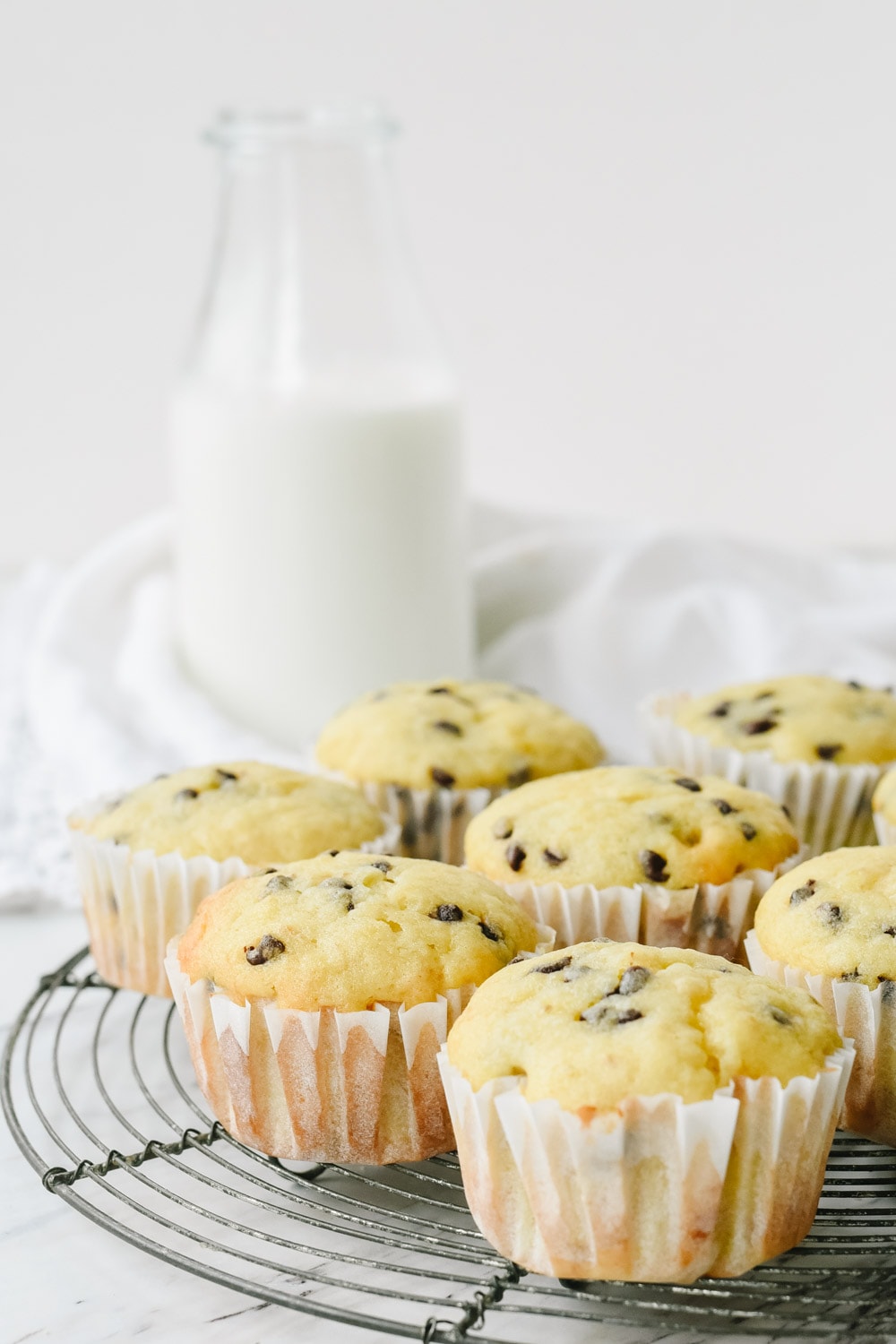 chocolate chip banana muffins with mik