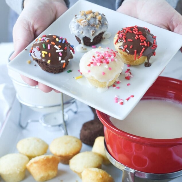 cupcake fondue on a plate