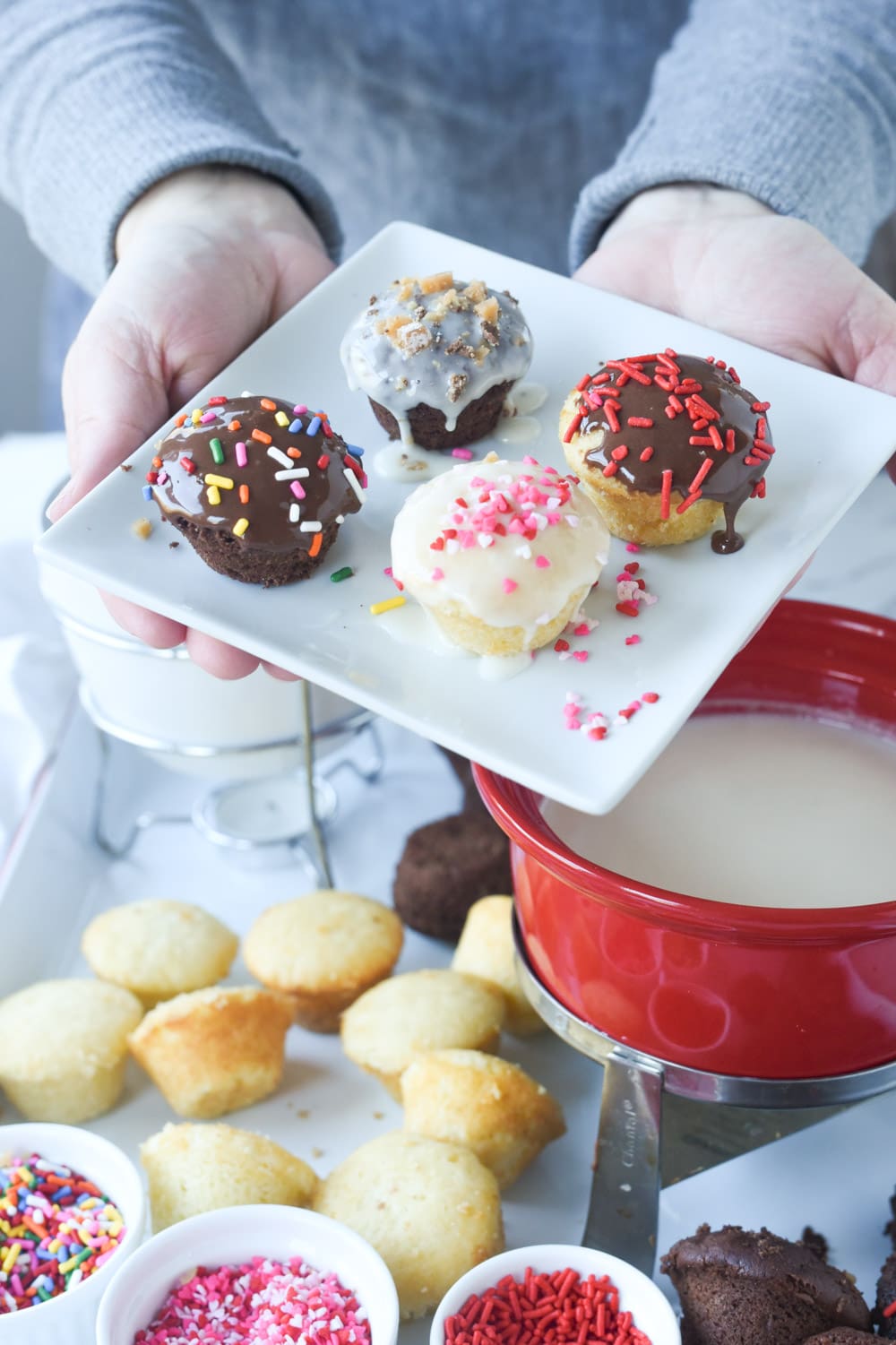 cupcake fondue on a plate