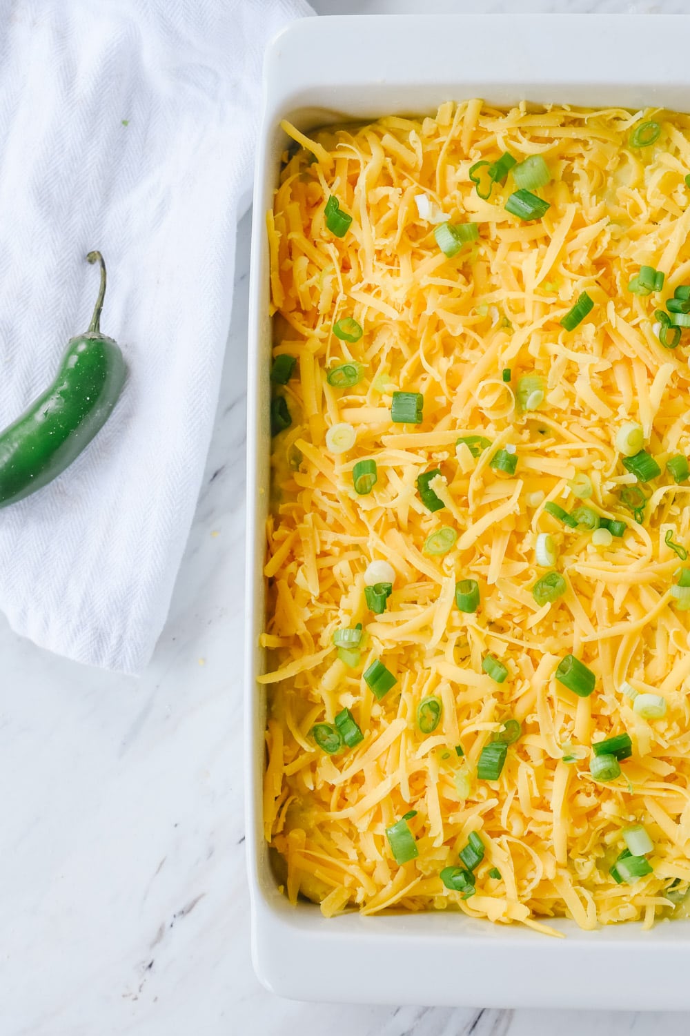 jalapeno conrbread in pan ready to be baked