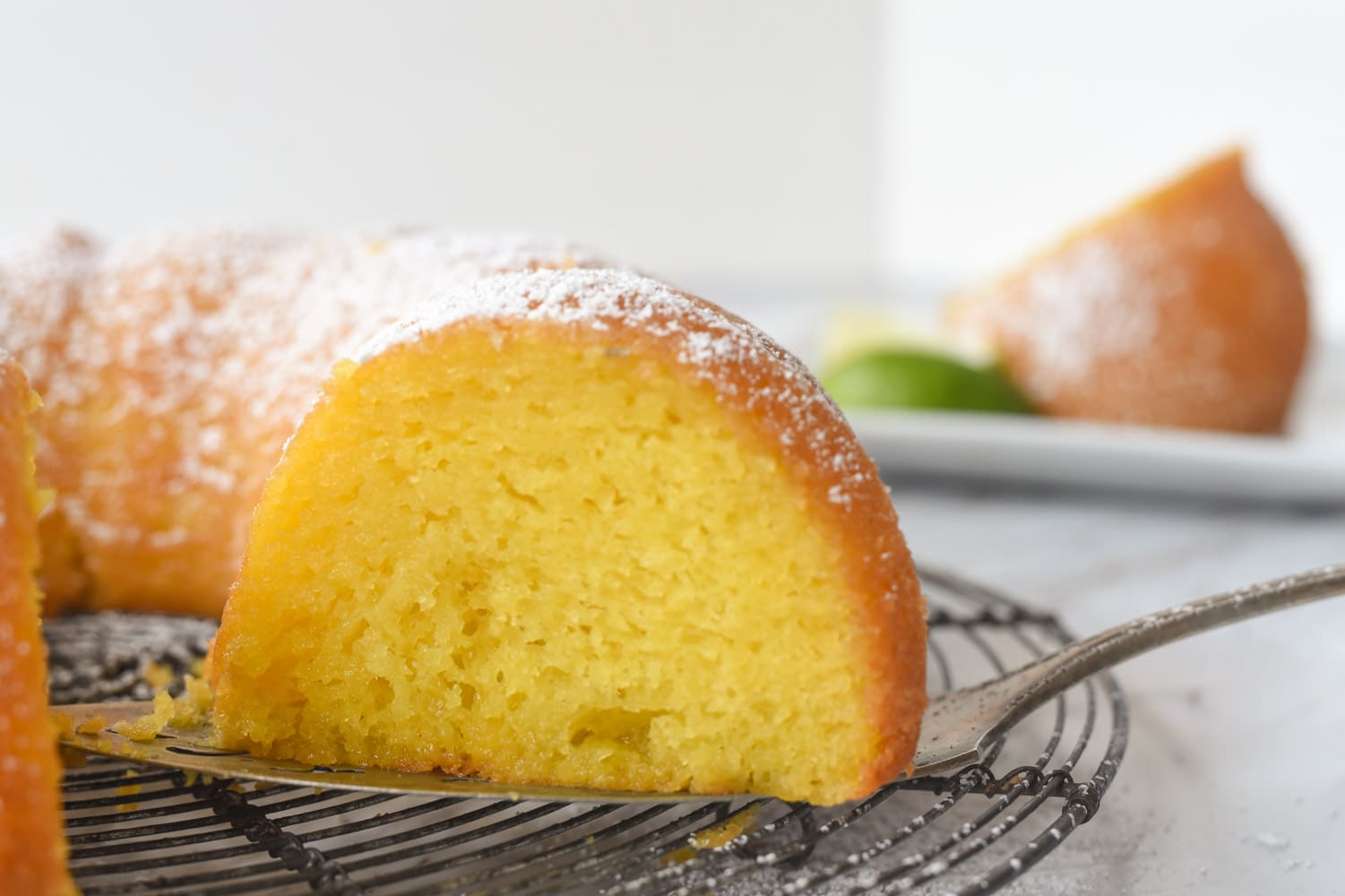 slice of key lime bundt cake